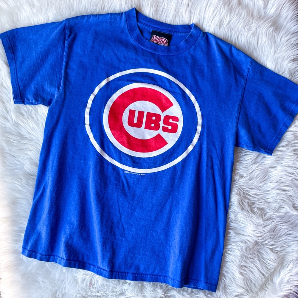 Stitches Men's Short Sleeve Chicago Cubs T-Shirt Size M Medium 2005 Big Logo